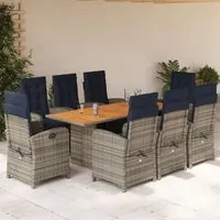 Set da Pranzo da Giardino 9 pz con Cuscini Beige in Polyrattancod mxl 114992