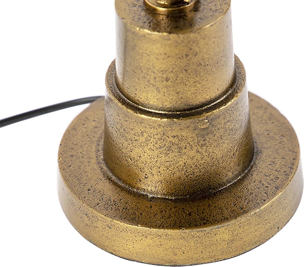 Lampada da tavolo bronzo con paralume in velluto color talpa 35 cm - Pisos