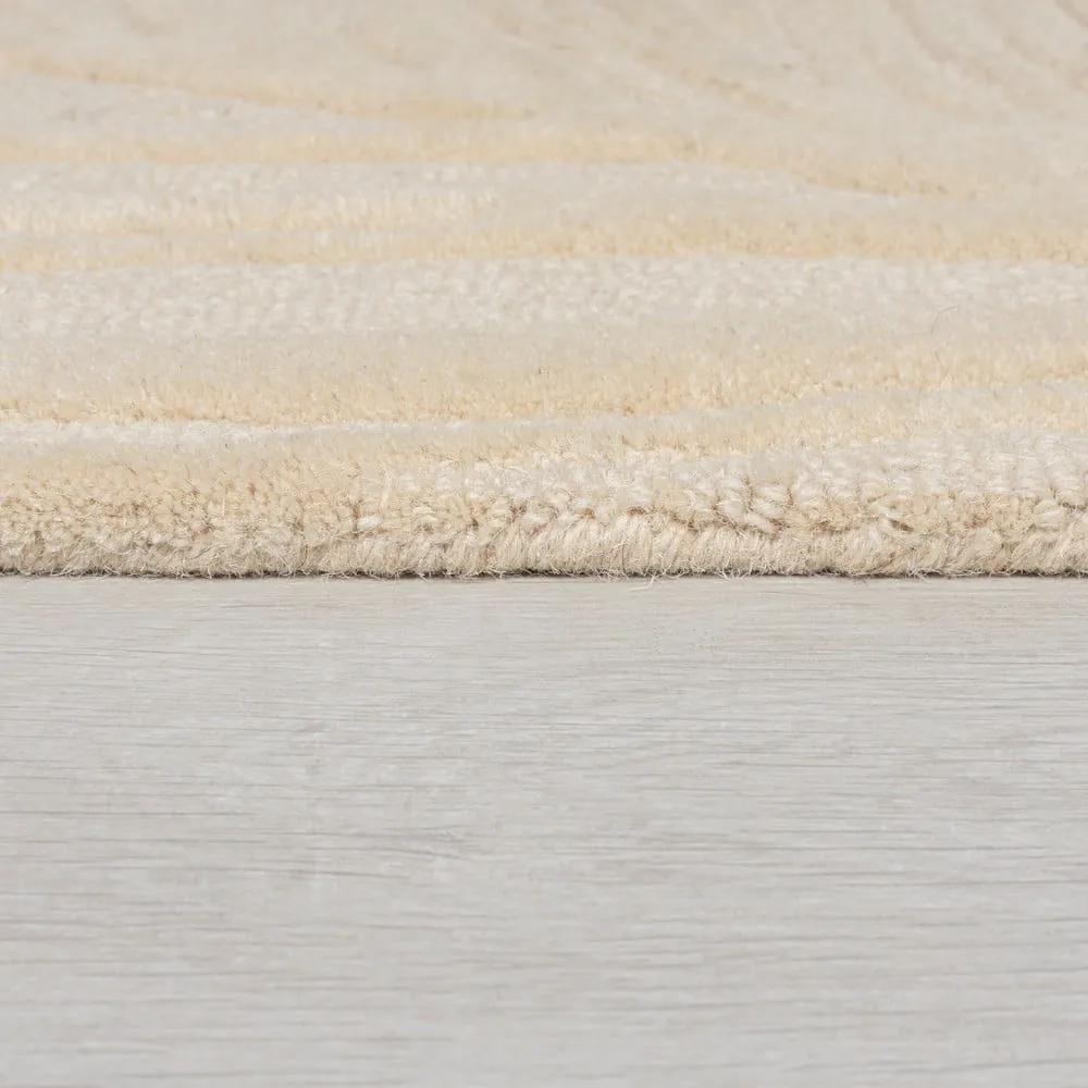 Tappeto in lana beige 120x170 cm Lino Leaf - Flair Rugs