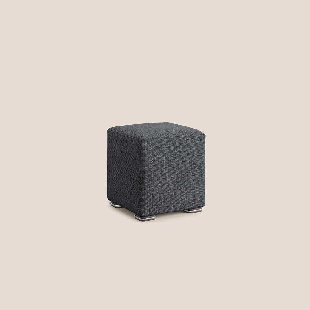 Cube pouf in morbido tessuto impermeabile ad intreccio melangiato T06 antracite