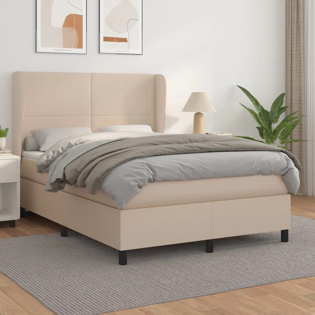 Giroletto A Molle Con Materasso Cappuccino 140x200cm Similpelle /