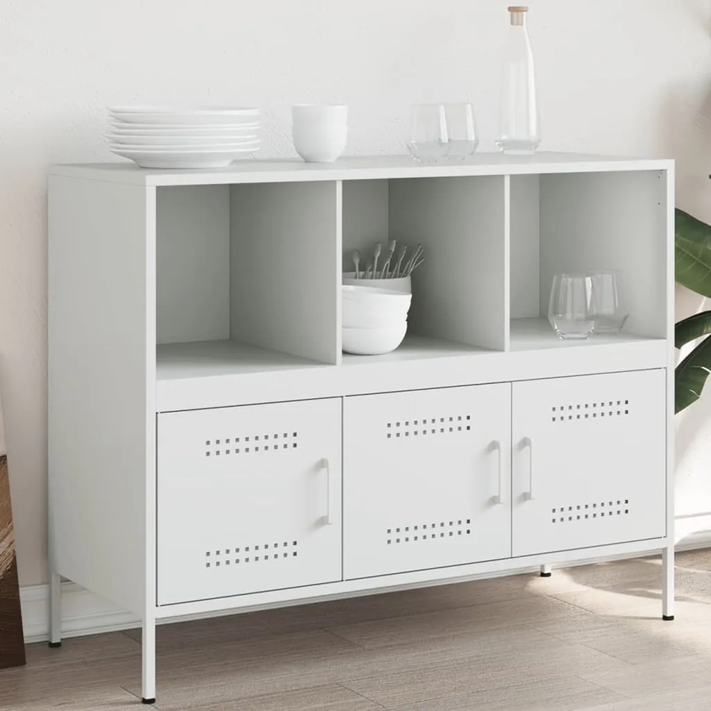 Credenza Bianca 100,5x39x79 Cm İn Acciaio /
