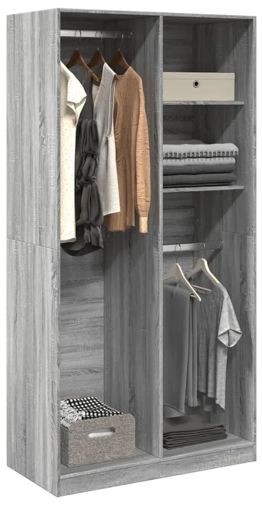 Armadio Grigio Sonoma 100x50x200 Cm İn Legno Multistrato /