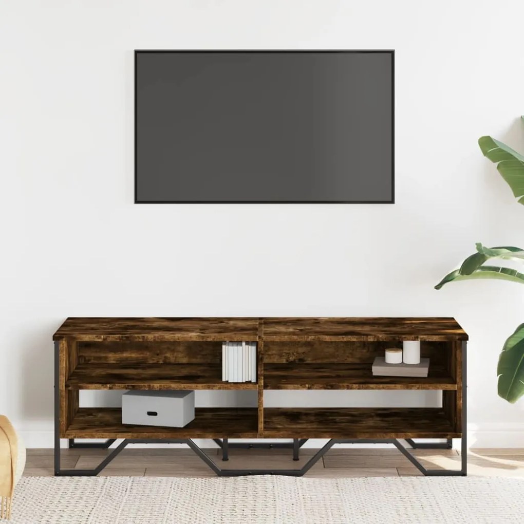 Mobile porta tv rovere fumo 122x34x41 cm in legno multistrato