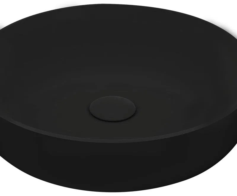 Lavabo da appoggio OLYMPIA CERAMICA tondo piletta non inclusa in ceramica nero piletta non inclusa