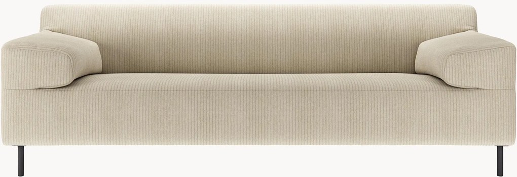 Divano 3 posti in velluto a coste grigio naturale/nero freistil180, larg. 222 cm