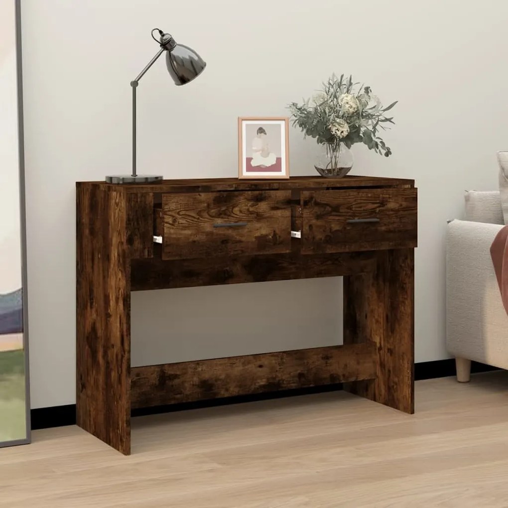 Tavolo consolle rovere fumo 100x39x75 cm legno multistrato