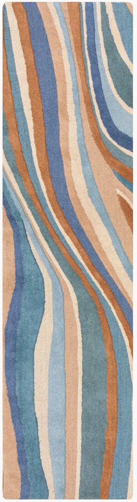 Passatoia in lana fatta a mano con motivo in rilievo Abstract Flow