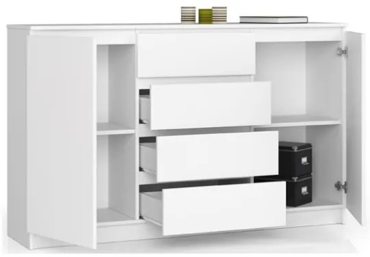 Credenza Soggiorno 2 Ante 4 Cassetti 160x40x100 Artika Bianca