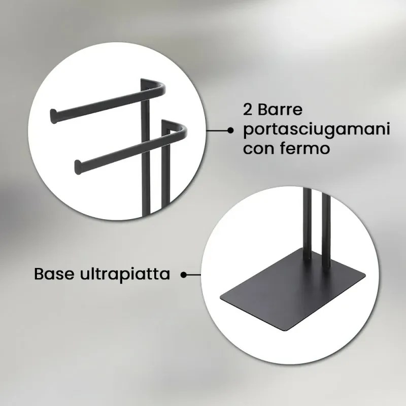 Piantana portasciugamani da appoggio in acciaio nero opaco Fusion