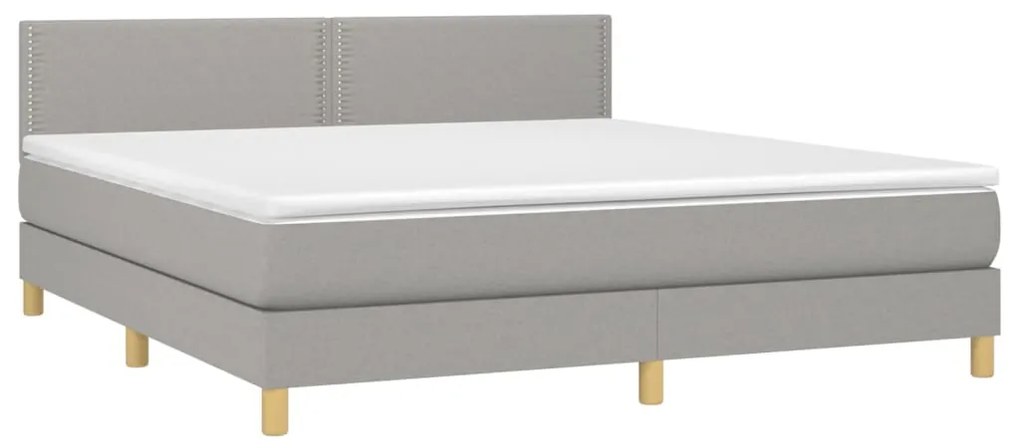 Letto a Molle Materasso e LED Grigio Chiaro 160x200 cm Tessuto