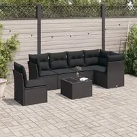 Set Divani da Giardino con Cuscini 7pz Nero Polyrattan 3249544