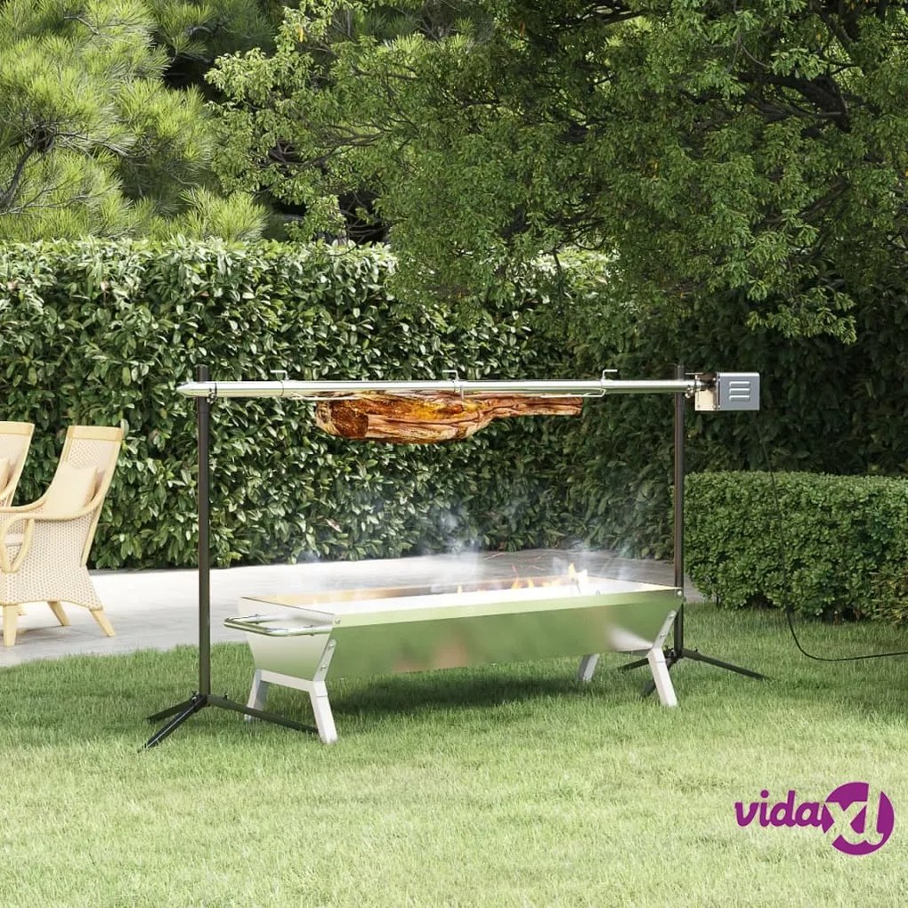 vidaXL Griglia Automatica con Motore Acciaio Inox 150x46,5x82,5cm