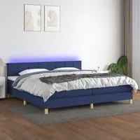 Letto a Molle Materasso e LED Blu 200x200cm in Tessuto 3133747