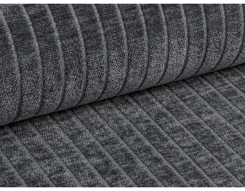 Divano angolare grigio scuro (con penisola a sinistra/con chaise lounge) con rivestimento in velluto a coste Bergamo – Cosmopolitan Design