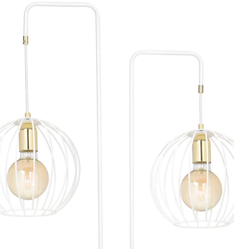 Piantana Contemporaneo Omoikane Acciaio Bianco 2 Luci E27 Ip20