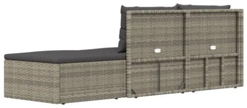 Set Divani da Giardino 3 pz con Cuscini in Polyrattan Grigio