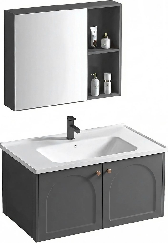 Set di mobili da bagno con lavabo Denver 80cm Grey