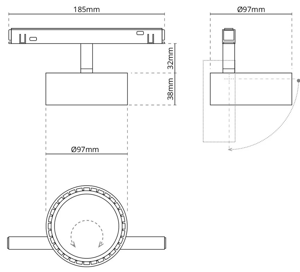 Faro LED 20W Tondo Magnetico CCT CRI92 Bianco 48V - BRIDGELUX LED Colore Bianco Variabile CCT