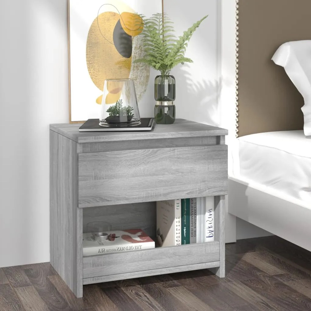 Comodino Rovere Grigio 40x30x39 Cm Legno Ingegnerizzato /