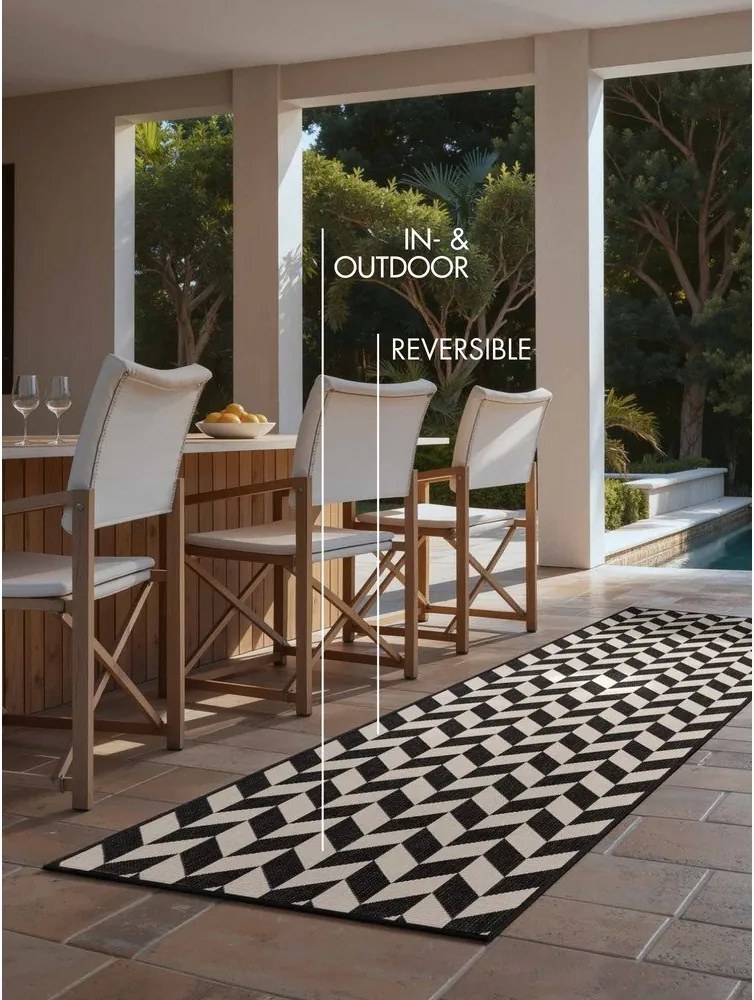 Passatoia da interno ed esterno nera/color crema 80x200 cm Haringey Terrick – Ted Baker