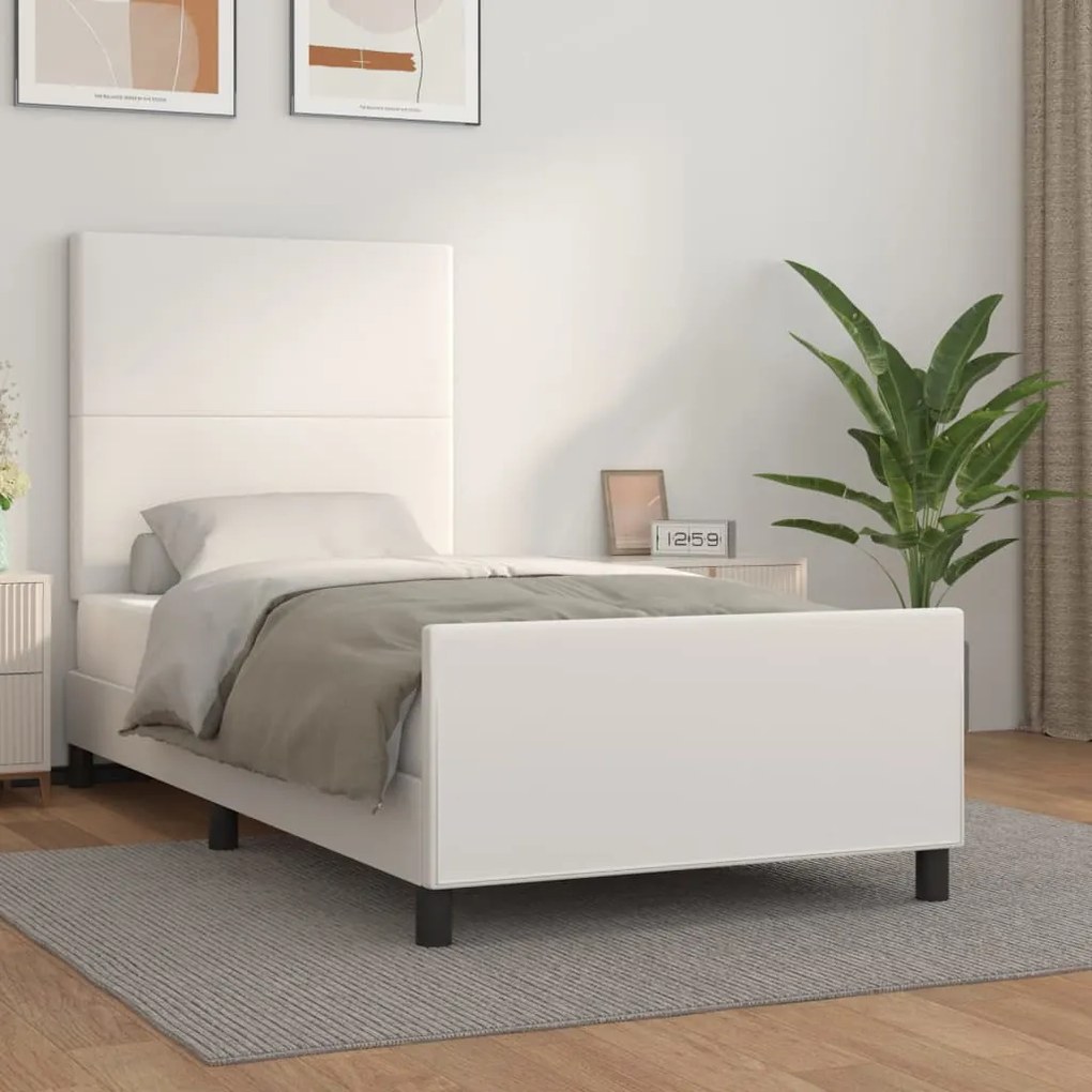 Giroletto con testiera bianco 80x200 cm in similpelle