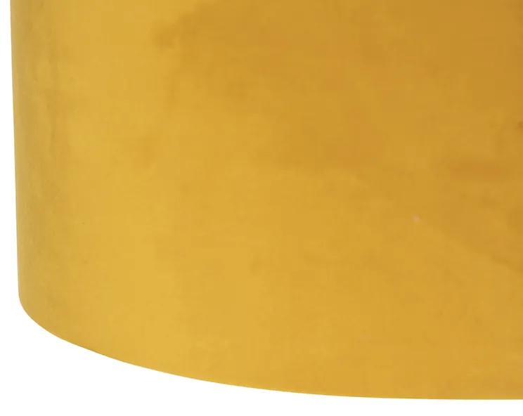 Lampada a sospensione paralumi in velluto giallo / oro 35cm - BLITZ II Zwart