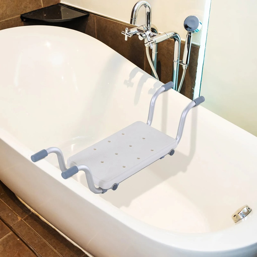 Sedile per Vasca da Bagno Regolabile in Larghezza in Alluminio Bianca...
