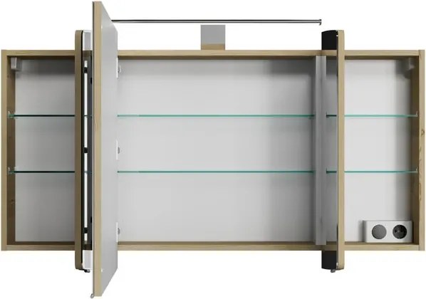 Specchio Contenitore Con Illuminazione Cassca PELIPAL legno caldo L 120 x H 67 x P 17 cm