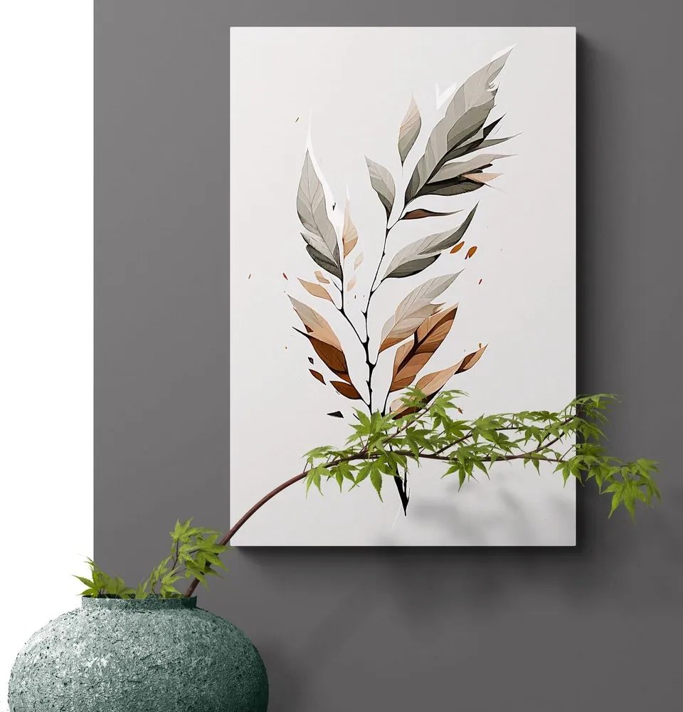 Quadro su tela – Foglia minimalista in movimento