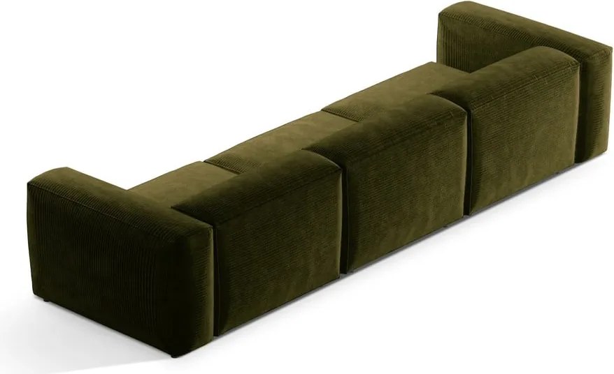 Divano verde con rivestimento in velluto a coste 364 cm Bergamo – Cosmopolitan Design