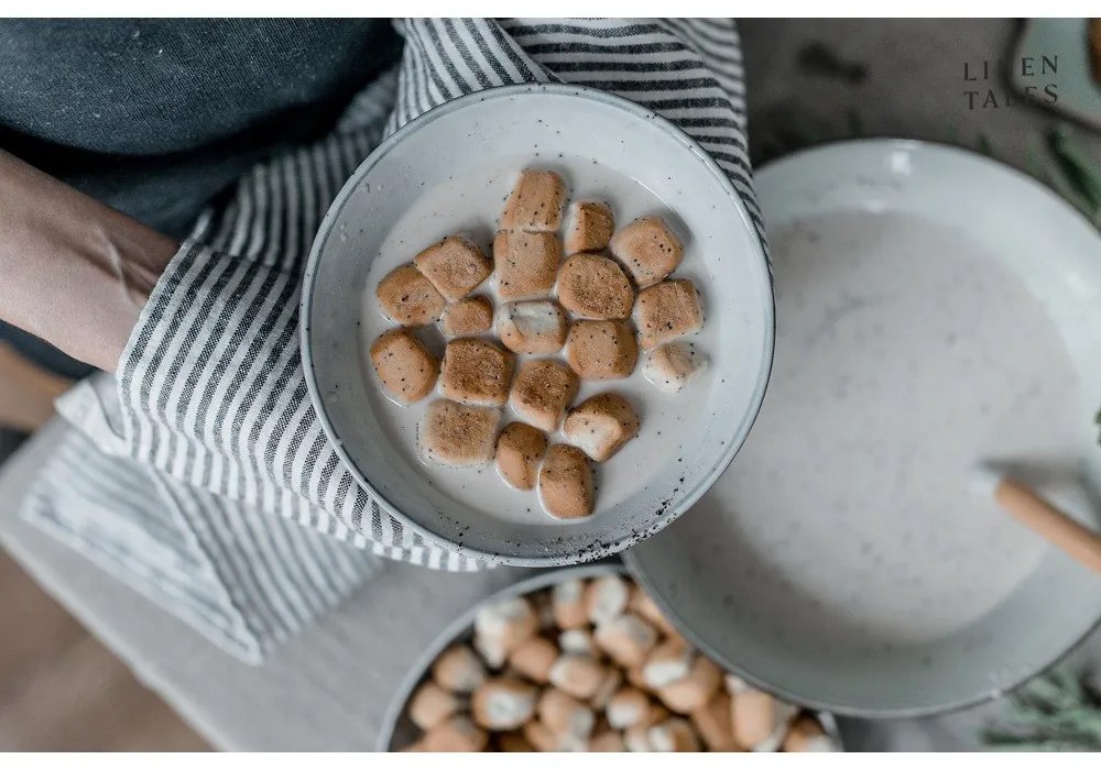 Asciugamano di lino 45x65 cm Thin Black Stripes - Linen Tales