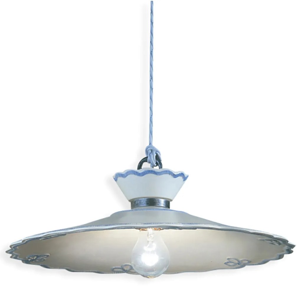 Lampadario Classico Ravenna Metallo E Ceramica Nero Sfumato Arg. 44Cm 1 Luce E27
