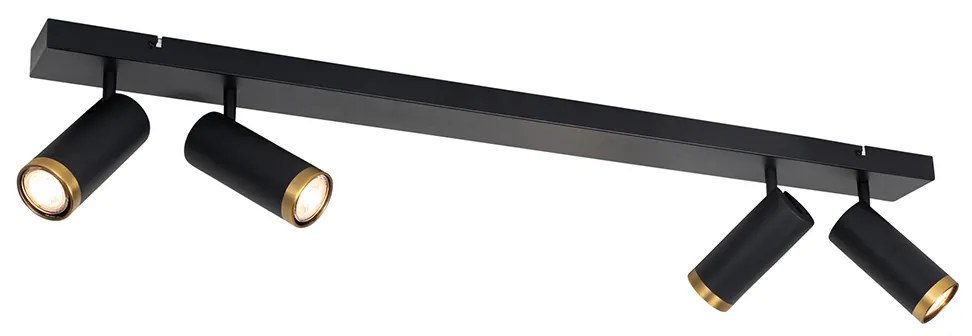 Faretto da soffitto moderno nero con bronzo 4 luci orientabile - Renna