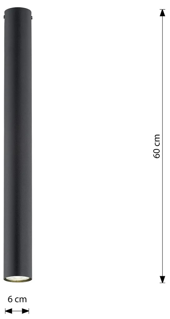 Plafoniera Moderna Faretto Marduk 1 Luce Acciaio Nero 60 Cm
