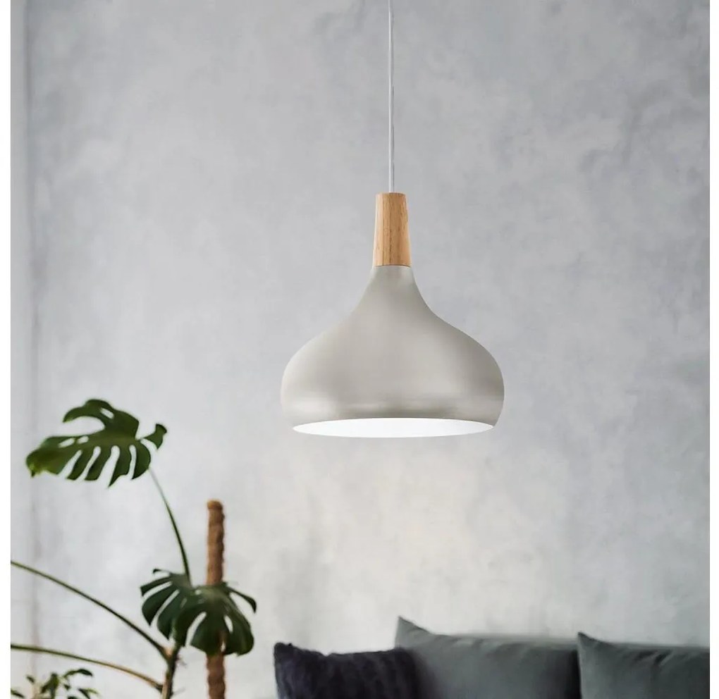 Eglo 901181 - Sospensione a cavo SABINAR 1xE27/60W/230V Ø28 cm argento