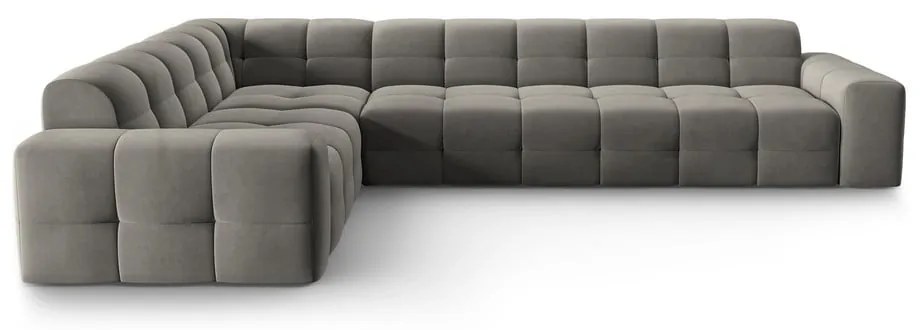 Divano angolare in velluto grigio (angolo sinistro) Kendal - Micadoni Home
