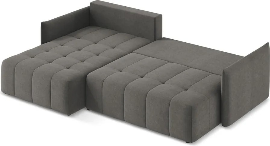 Divano angolare grigio scuro allungabile/con contenitore (con penisola a sinistra/con chaise lounge) Moku – Makamii