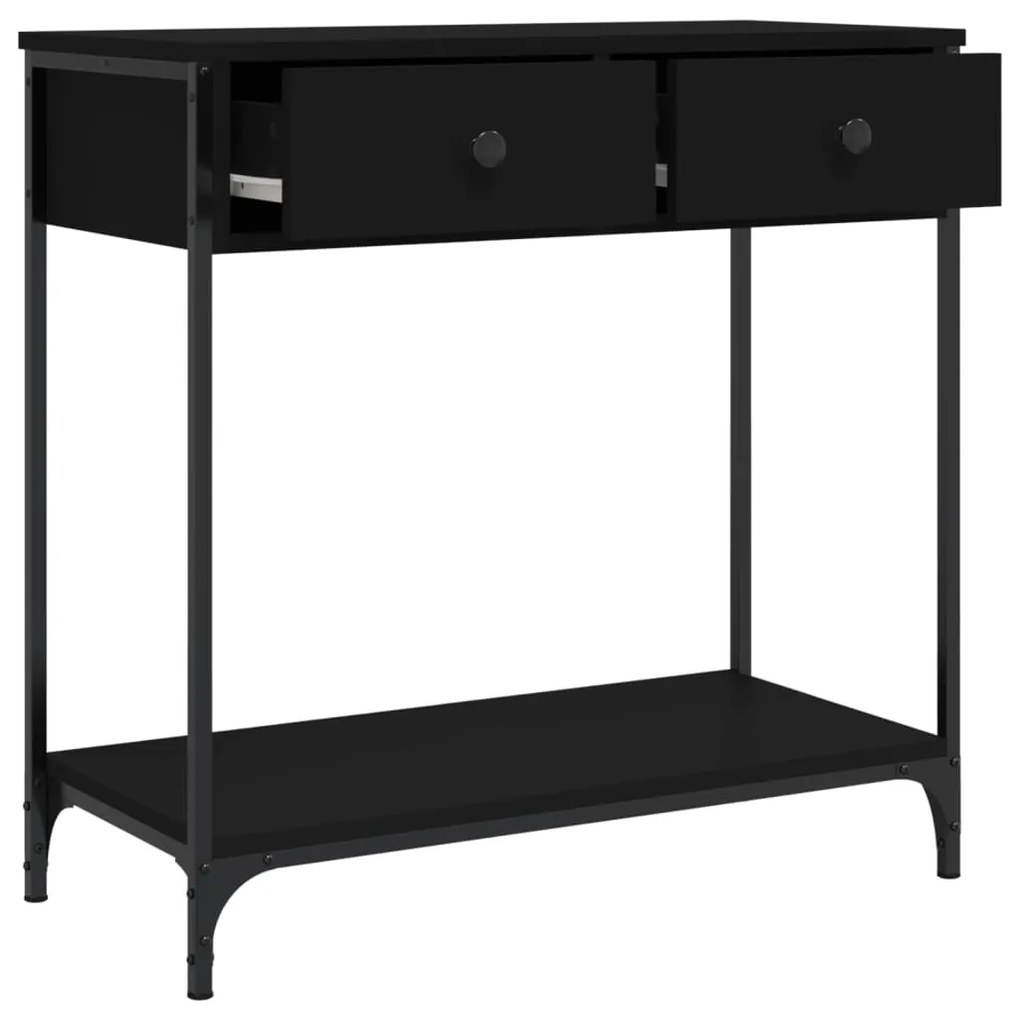 Tavolino consolle nero 75x34,5x75 cm in legno multistrato
