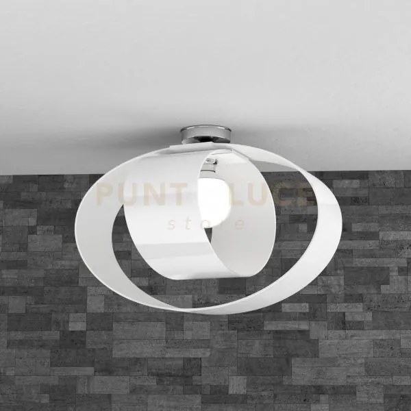 Lap plafoniera d.52 cm 1 luce attacco e27 bianco in vetro