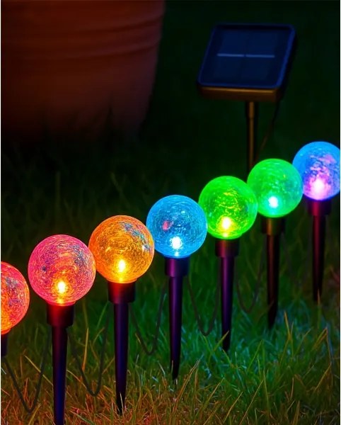 Lampada solare a LED RGB 10xLED/1,2V 300 mAh IP44 nera