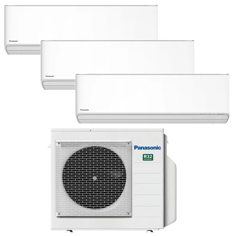 Condizionatore a muro multisplit PANASONIC TRIAL ETHEREA WIFI NANOEX 9+9+12 24000 BTU classe raffreddamento A++, bianco