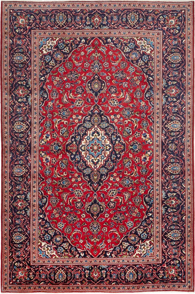 Kashan Tappeto 300 x 200 Rosso (Iran) Annodato A Mano