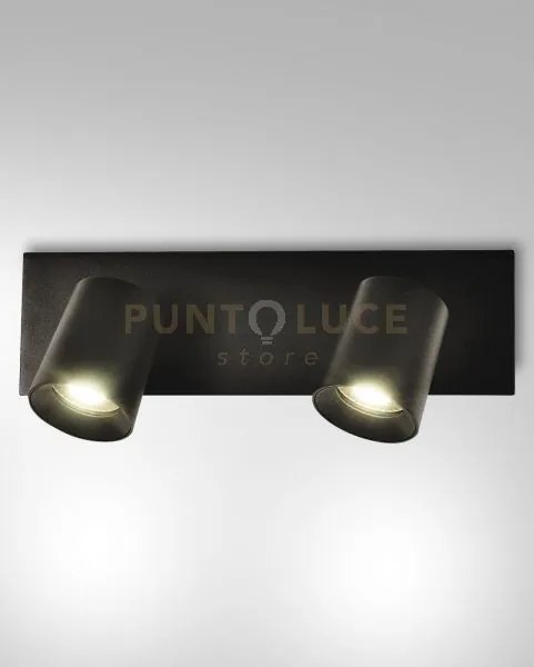 Modo spot nero 2 luci alluminio spazzolato orientabile attacco gu...