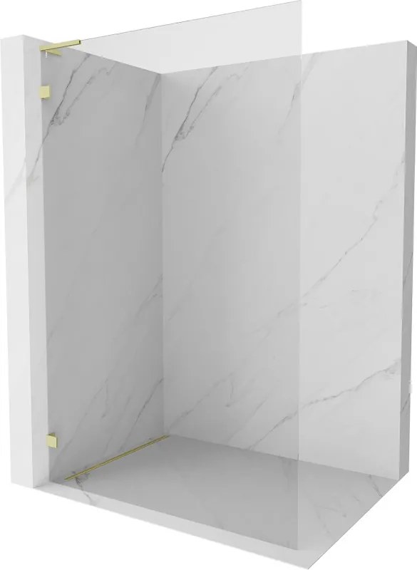 Mexen Lunar L Parete per Doccia Walk-in Sinistra 120 x 200 cm, Trasparente 8 mm, Oro Spazzolato - 830L-120-000-55-00-L
