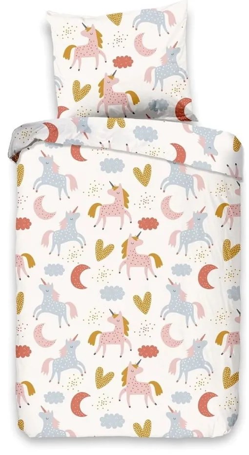 Biancheria da letto in cotone per bambini Unicorno, 140 x 220 cm - Good Morning