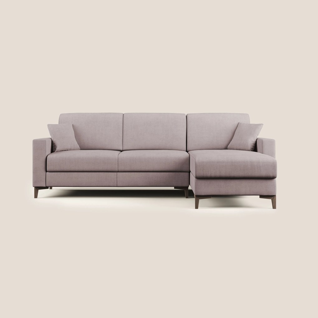Kafka divano letto angolare in morbido tessuto impermeabile T02 rosa