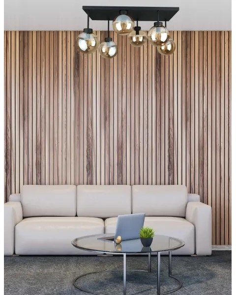 Lampadario a plafone DEA 6xE14/60W/230V nero/fumé beige