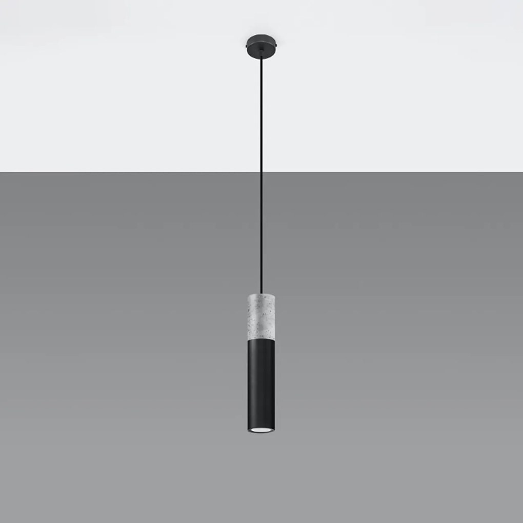 Lampadario a Sospensione in Acciaio e Cemento BORGIO 1 GU10 da interno