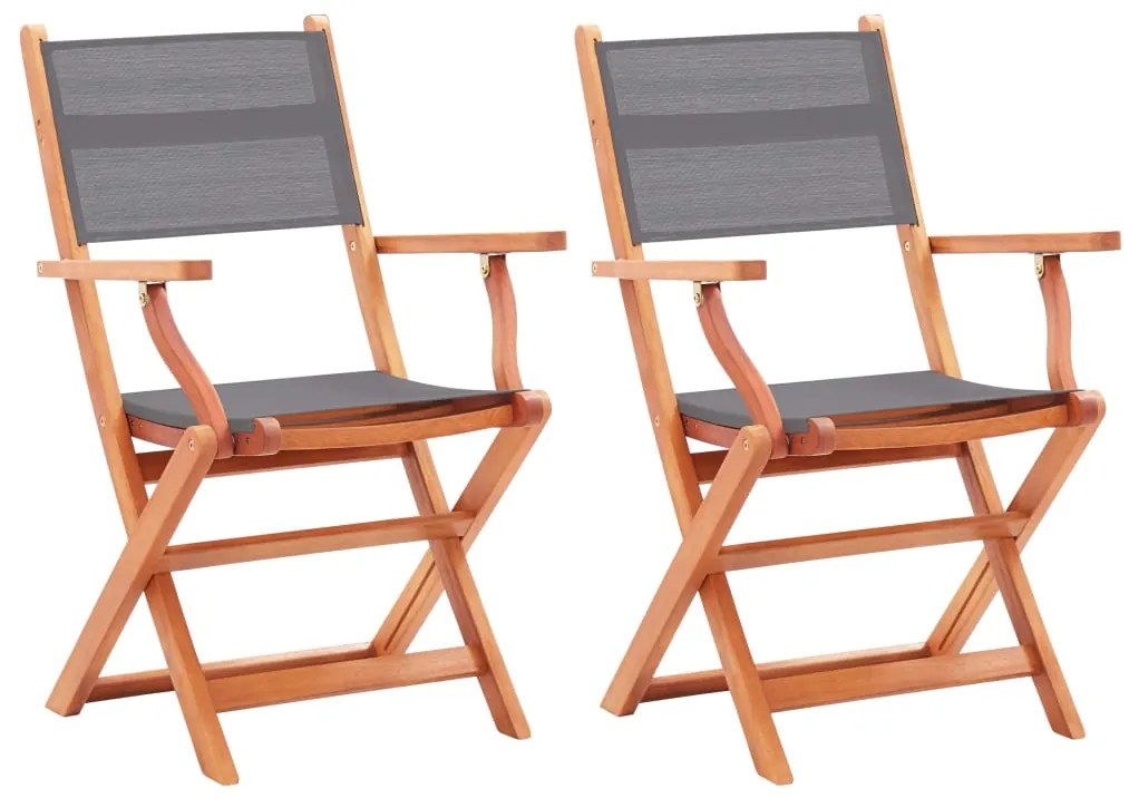 Sedie da giardino pieghevoli 2 pz grigio eucalipto e textilene